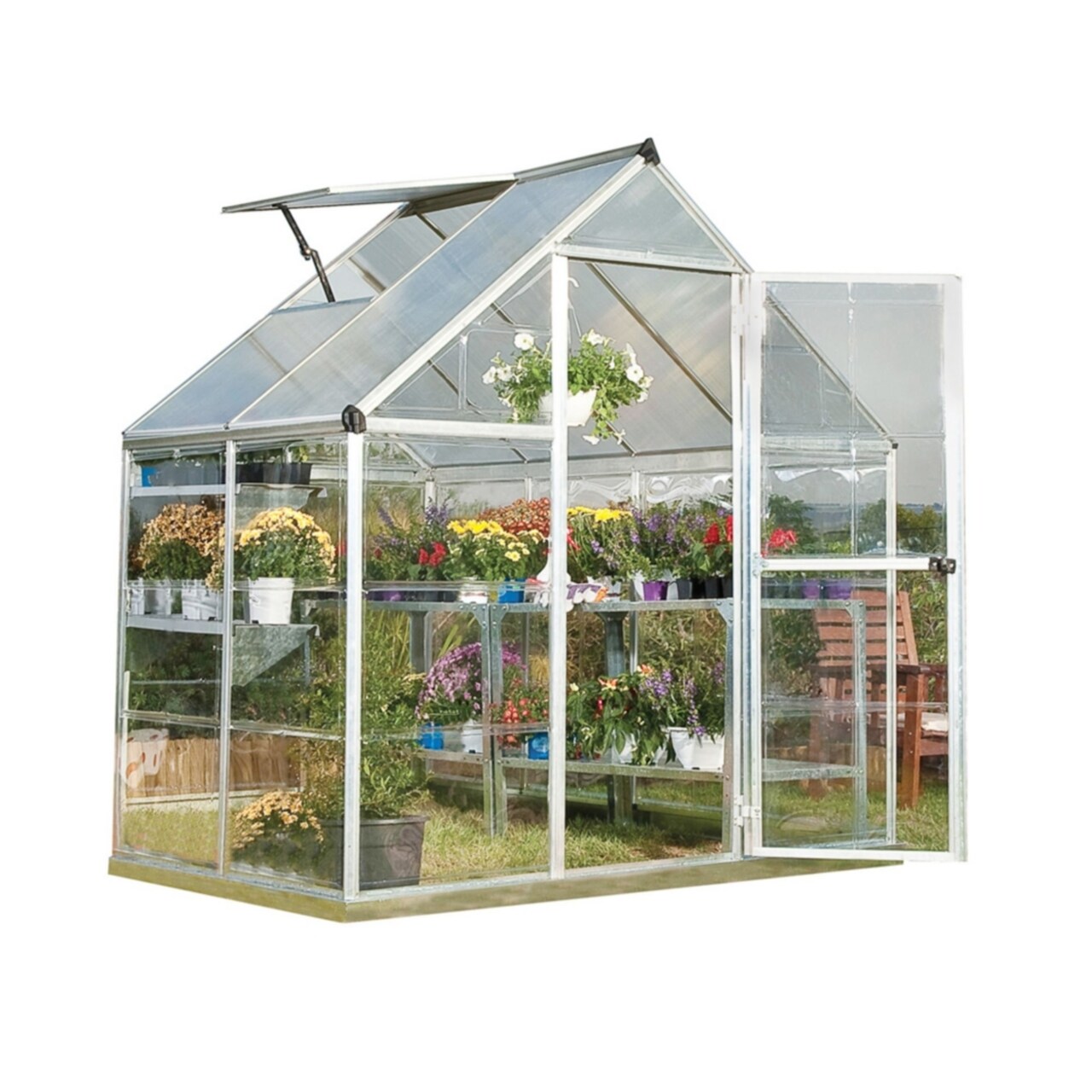 Palram - Canopia Outdoor Garden Hybrid 6 x 4 Greenhouse - Silver